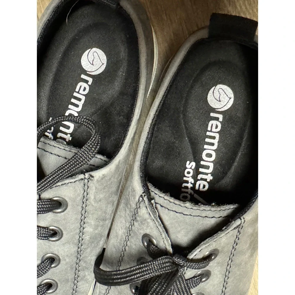 Remonte Alina 00 Moor Leather Sneakers Soft Grey Leather Low Top  EU 39 US 8.5 - Picture 7 of 8